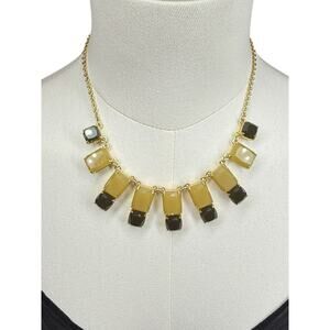 Kate Spade Colorblock Necklace Gold Tone Yellow Black Stones Retired Statement‎